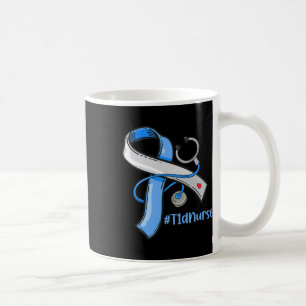 Caneca De Café Enfermeira T1d Fita Azul Estetoscópio Conscientiza