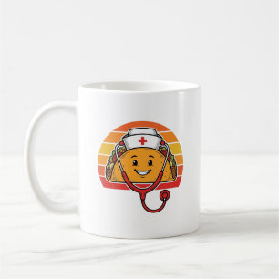 Caneca De Café Enfermeira Taco Retro Vintage Desenho de Gravura_1