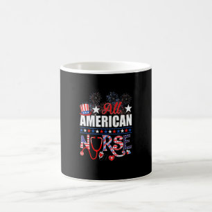 Caneca De Café Enfermeira Totalmente Americana 4 de Julho Patriót