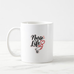 Caneca De Café Enfermeira Vida Cute Estetoscópio Citação de Desig