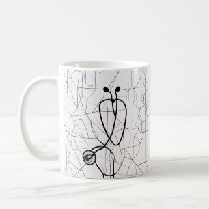 Caneca De Café Enfermeira Vida Minimalista Design de Estetoscópio