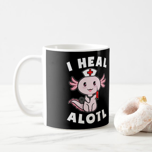 Caneca De Café Enfermeiro Axolotl I Curto Alotl Kawaii (Com Donut)