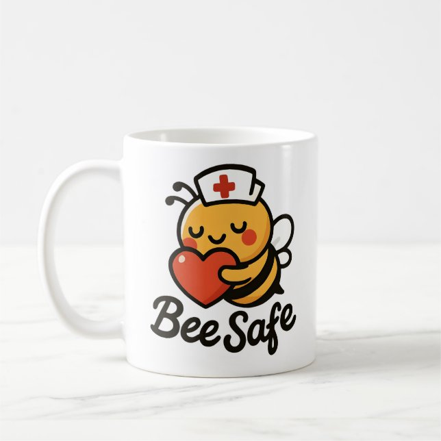 Caneca De Café Enfermeiro Bonito Coração Seguro (Esquerda)