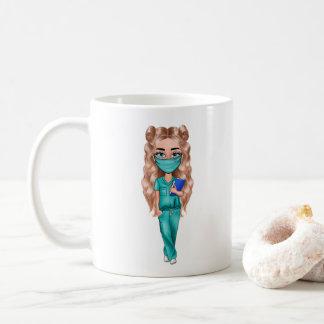 Caneca De Café Enfermeiro Chic Personalizado (Cabelo Louro)