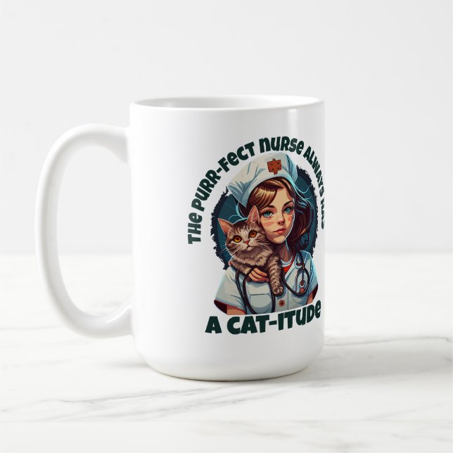 Caneca De Café Enfermeiro Gato Puro Pawsitivamente (Esquerda)