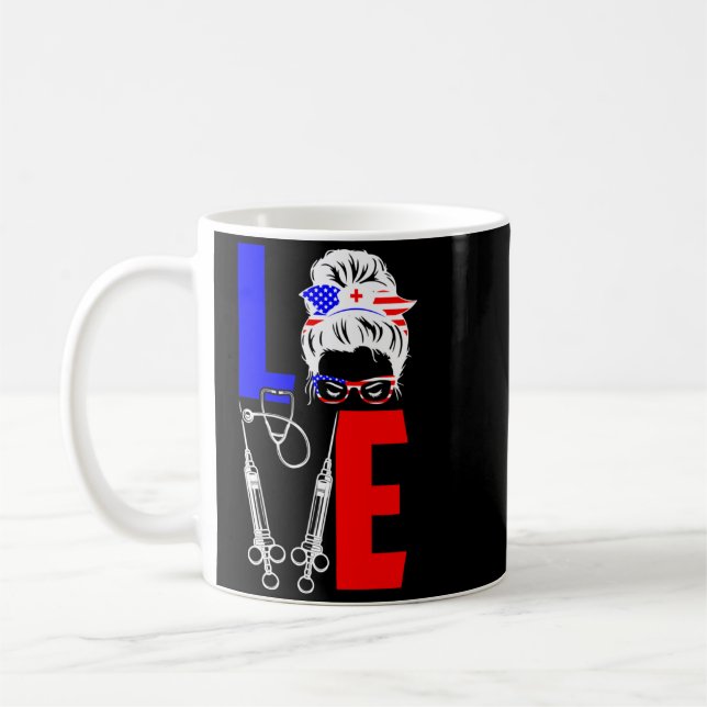 Caneca De Café Enfermeiro Masculino Ama 4 De Julho Bandeira Ameri (Esquerda)