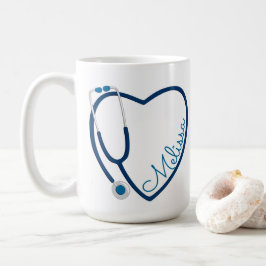 Caneca De Café Enfermeiro Stethoscope Heart Blue Coffee Namorados