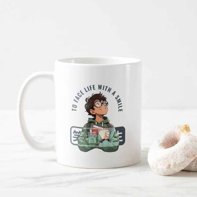 Caneca De Café Enfrentar a vida com um sorriso | 11# Clássico Mug (Com Donut)