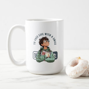 Caneca De Café Enfrentar a vida com um sorriso   15# Clássico