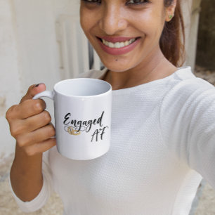 Caneca De Café Engajada AF divertidos Anéis de casamento dourados