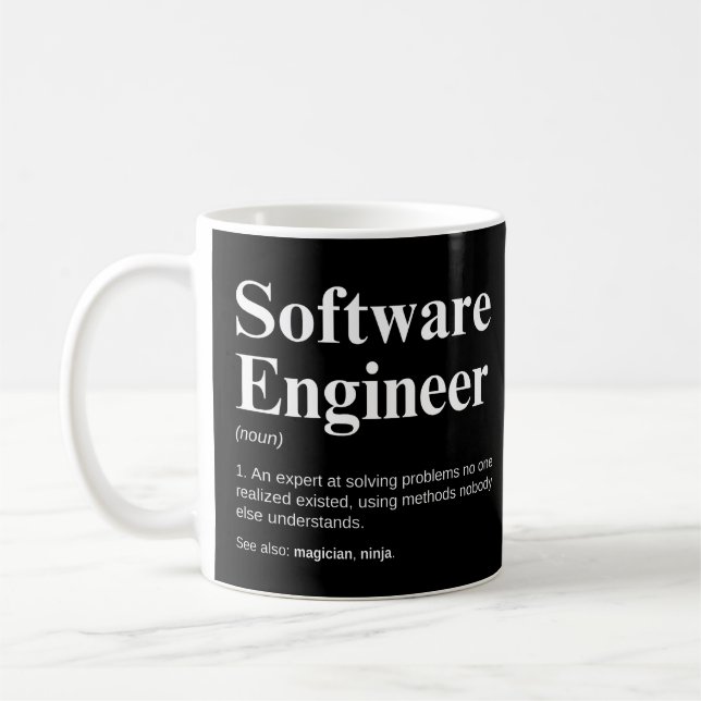 Caneca De Café Engenharia engraçada do Engenheiro de software diz (Esquerda)