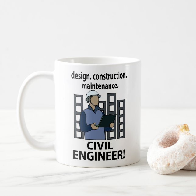 Caneca De Café Engenheiro Civil Projeto Construção Engenheiro Civ (Com Donut)