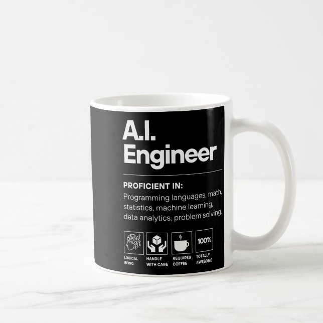 Caneca De Café Engenheiro de IA Engraçado  (Direita)