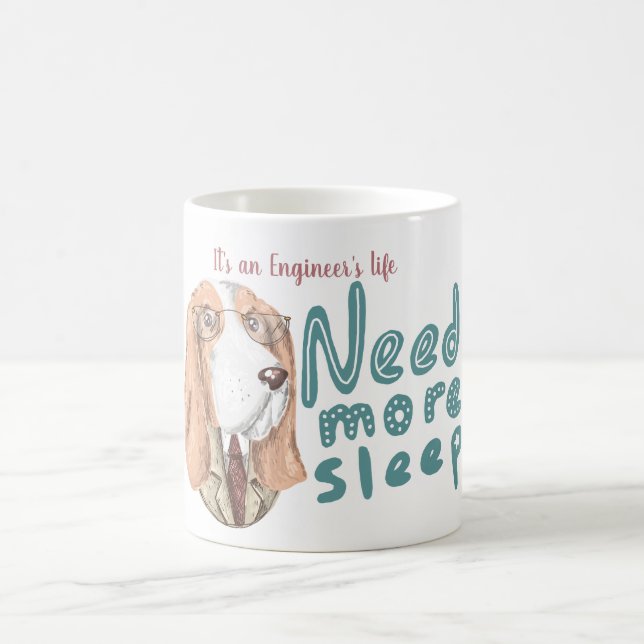 Caneca De Café Engenheiros engraçados Vida - Cachorro de capuz em (Centro)