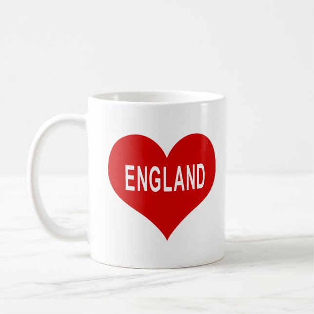 Caneca De Café ENGLAND Red Love Heart (Esquerda)