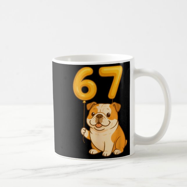 Caneca De Café English Bulldog Dog Funny 67 Meme Six Seven Balloo (Direita)