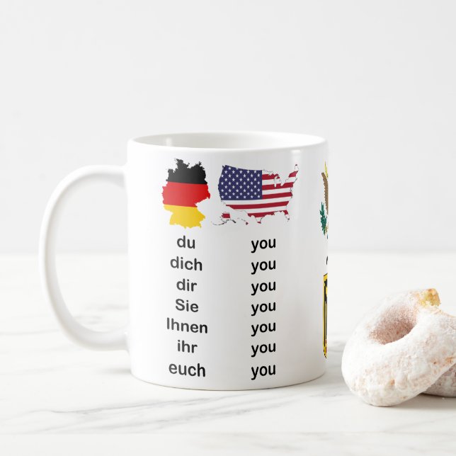 Caneca De Café English versus German - The and You - Der Die Das (Com Donut)
