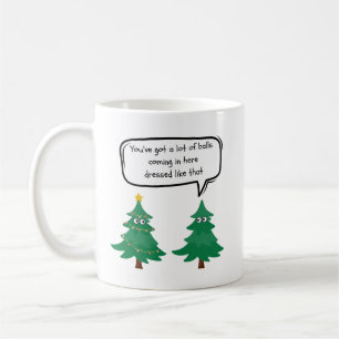 Caneca De Café Engraçada Cama de Natal Falando Árvores de Natal