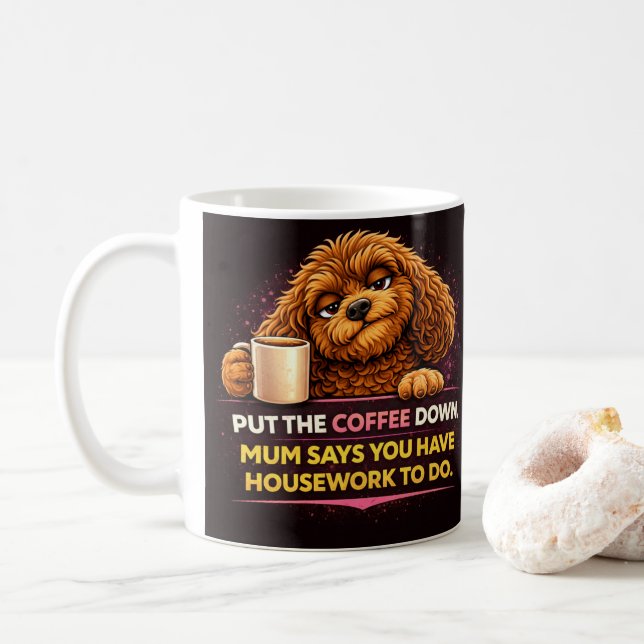 Caneca de Café Engraçada Cockapoo | Caneca de Humo (Com Donut)