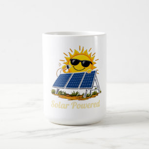 Caneca de café engraçada com sol e painel solar al