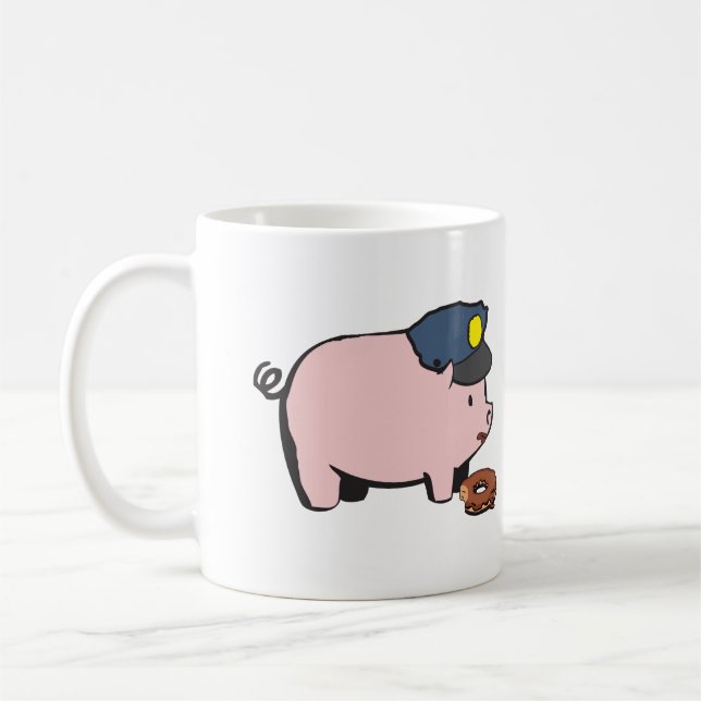 Caneca de café engraçada da bobina - a polícia (Esquerda)
