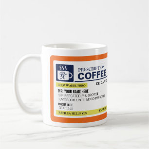 Caneca de café engraçada da prescrição