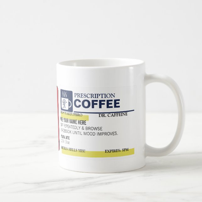 Caneca de café engraçada da prescrição (Direita)
