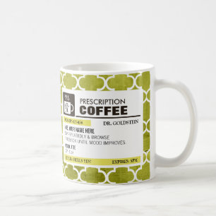 Caneca de café engraçada da prescrição com
