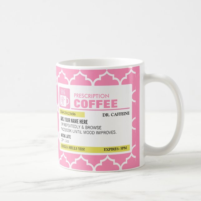 Caneca de café engraçada da prescrição com (Direita)