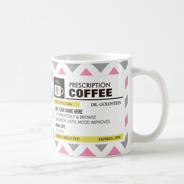 Caneca de café engraçada da prescrição com (Direita)