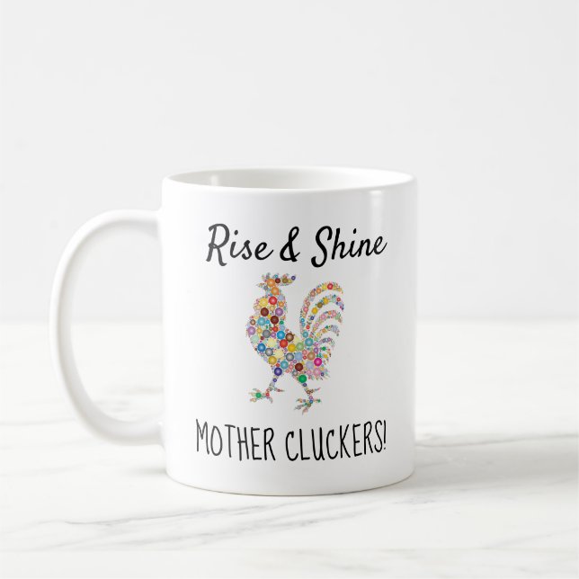 Caneca de café engraçada de Cluckers da mãe da (Esquerda)