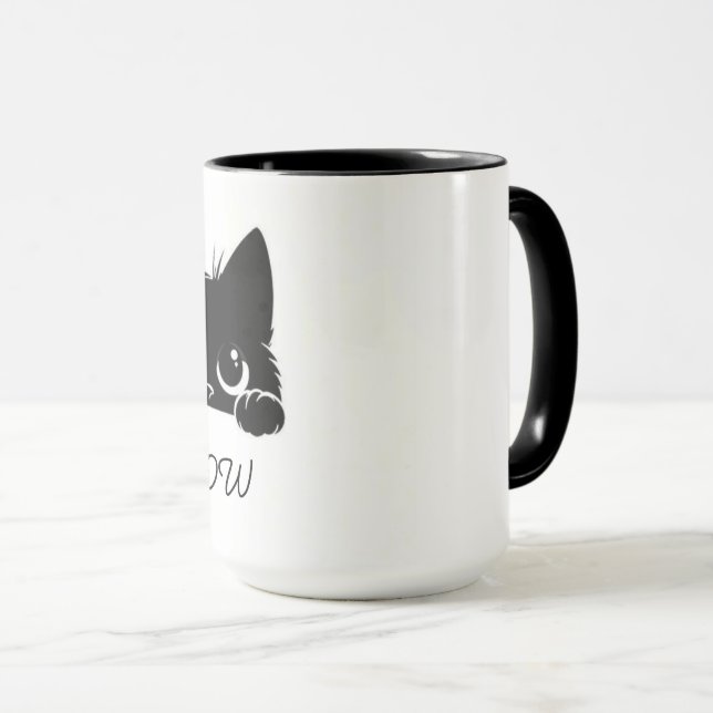 Caneca de Café Engraçada de Gato Bebendo Café Fofa (Frente Esquerda)
