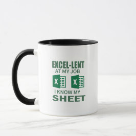 Caneca de café engraçada de planilha Excel para co