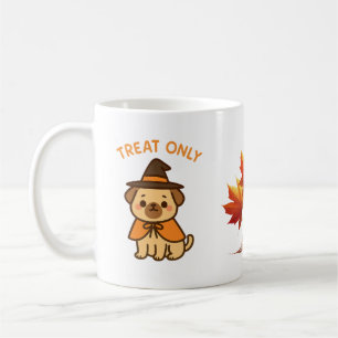 Caneca de café engraçada de Pug Bruxa de Halloween