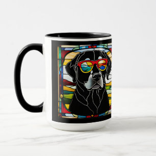 Caneca de café engraçada de vidro colorido com Lab