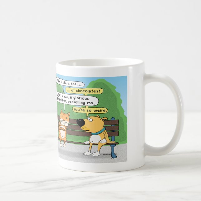 Caneca de café engraçada do gato e do cão (Direita)