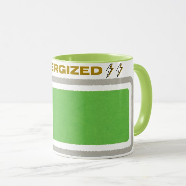 ☕ Caneca de Café Engraçada Energizada | Design de  (Frente Esquerda)