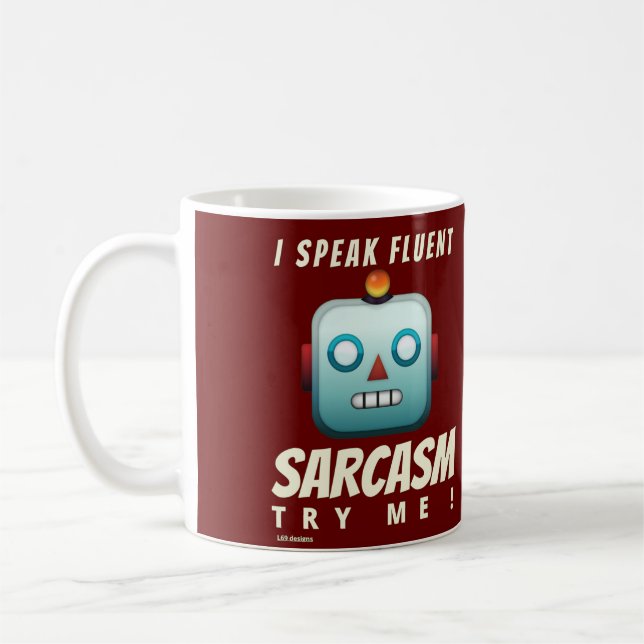 caneca de café engraçada "EU FALO FLUENT SARCASM" (Esquerda)