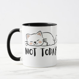 Caneca de Café Engraçada Gato Fofo Não Hoje