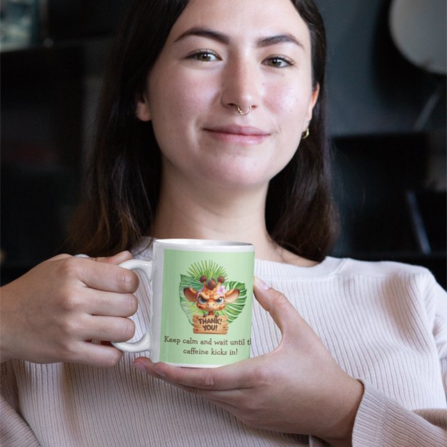 Caneca De Café Engraçada Girafa Tropical Café Mug - Personalizáve (Criador carregado)