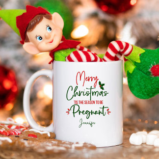 Caneca De Café Engraçada Gravidez Anúncio de Natal