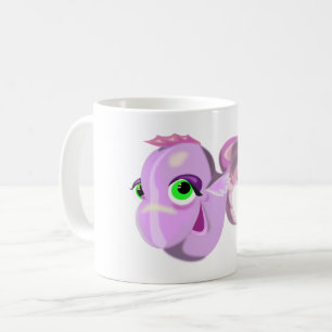 Caneca De Café Engraçada Mug com Feliz Peixe Roxo com Olhos Verde