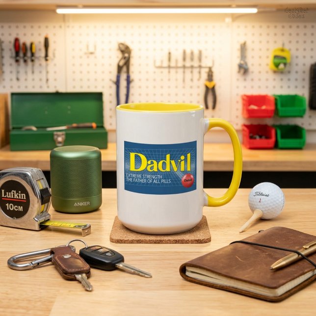 Caneca de café engraçada para pai Dadvil Extreme S (Dadvil Extreme Strength Funny Dad Coffee Mug - Royal Blue Father's Day Gift)