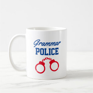 Caneca de café engraçada polícia da gramática para