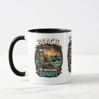 Caneca de Café Engraçada Praia Por Favor Estou Evi