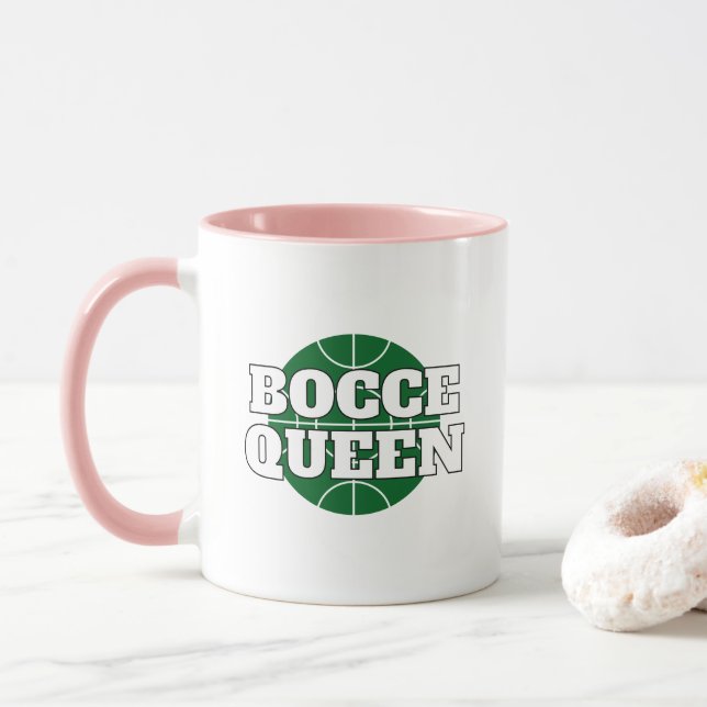 Caneca de café engraçada Rainha de Bocce para joga (Com Donut)