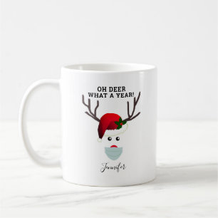 Caneca De Café Engraçada Reindeer de Máscara de Natal Personali