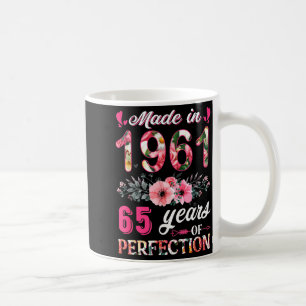 Caneca De Café Engraçado 65 Anos Feito Em 1961 Floral 65º Anivers