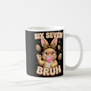 Caneca De Café Engraçado 6 7 meme seis sete coelho leopardo arco