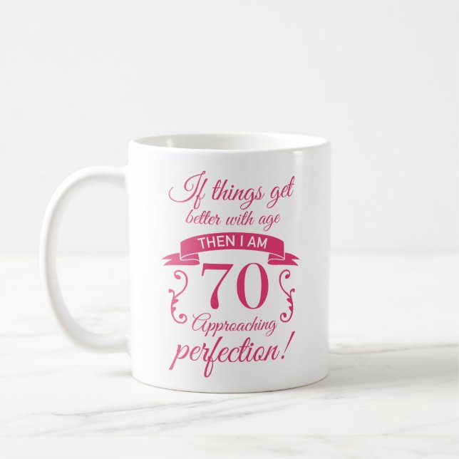Caneca De Café Engraçado 70 Birthday 'Perfection' (Esquerda)